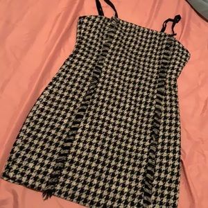 White and black checkered dress